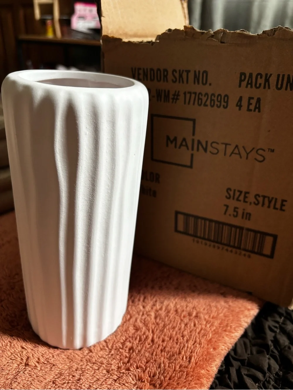 White Ceramic Ribbed Vases